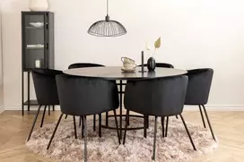 Venture Design Valgomojo stalas ir kėdžių komplektas Kopenhaga 140x74 cm Juodas