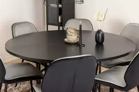 Venture Design Valgomojo stalo ir kėdžių komplektas 140x74 cm juodos ir pilkos aksomo