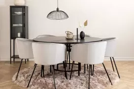 Venture Design Valgomojo stalo ir kėdžių komplektas Kopenhaga 140x74 cm Juodas aksomas