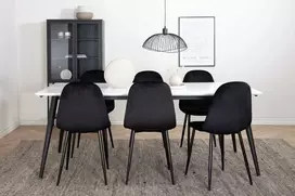 Venture Design Valgomojo stalas ir kėdžių komplektas Jimmy valgomojo stalas ir Polar valgomojo kėdė 195x90x76 cm juoda balta