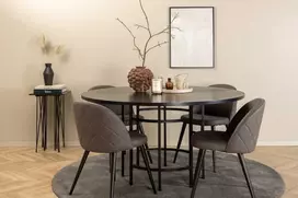 Venture Design Valgomojo stalas ir kėdžių komplektas Kopenhaga 140x74 cm Juoda Mikropluoštas Metalas