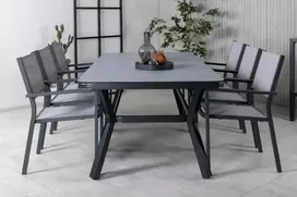 Venture Design Valgomojo stalas ir sulankstomos kėdės Virya Copacabana juoda pilka