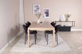 Venture Design Valgomojo stalas ir kėdžių komplektas 170x250 cm Balta Juoda