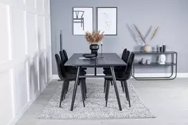 Venture Design Valgomojo stalas ir kėdžių komplektas 195x95 cm juodas