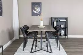 Venture Design Valgomojo stalas ir kėdžių komplektas Marina 180x90x75 cm Pilka mediena