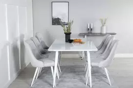 Venture Design Valgomojo stalas ir kėdžių komplektas Polar 180 cm baltas