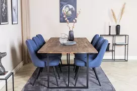Venture Design Valgomojo stalas ir kėdžių komplektas Padang 250x100x76 cm tamsiai rudos spalvos audinys