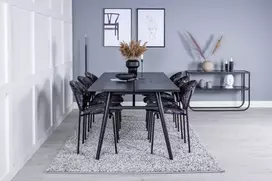 Venture Design Valgomojo stalo ir kėdžių komplektas 195x95 cm juodas