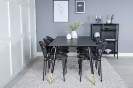 Venture Design Valgomojo stalas ir valgomojo kėdės 180x90 cm juodos spalvos