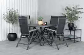 Venture Design Valgomojo stalas ir kėdžių komplektas 120 cm juodos ir pilkos spalvos