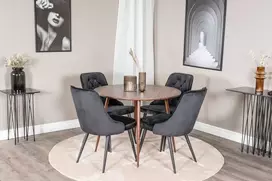 Venture Design Valgomojo stalas ir kėdžių komplektas Plaza 100 cm riešutas