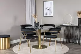 Venture Design Valgomojo stalas ir foteliai Estelle apvalus valgomojo stalas ir Arrow foteliai 106x75 cm juoda