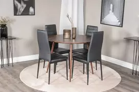 Venture Design Valgomojo stalas ir kėdžių komplektas Plaza 100 cm Riešutas Juoda