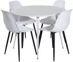 Venture Design Valgomojo stalas ir kėdžių komplektas Plaza 100 cm baltas