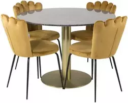 Venture Design Valgomojo stalas Estelle 106x75 cm Juodas marmuras