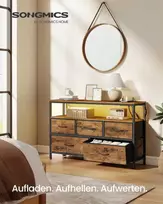 Songmics Komoda 1 Lentyna 5 Stalčiai 40x100x80 cm Ruda Juoda Saugykla
