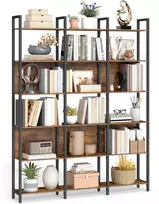 Songmics Knygų lentyna 128x24x187,1 cm Ruda Juoda Plienas