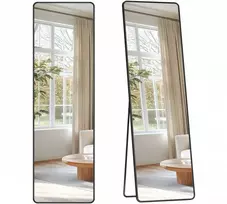 Songmics Pilno ilgio veidrodis 150x40x1,3 cm juodas aliuminis