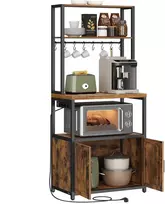 Songmics Virtuvės lentyna 60x40x170 cm Ruda Juoda MDF Plienas