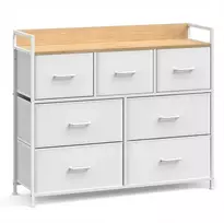 Songmics Komoda 98x28.5x85 cm Balta Audinys