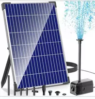 Biling saulės energijos vandens fontano pompa 12 W, 605 l/h, 4 antgaliai, sodo tvenkiniams, PY2312WB