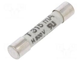 Fuse: fuse | time-lag | 315mA | 500VAC | ceramic,cylindrical | 6,3x32mm