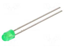LED | 3mm | green | 110÷520mcd | 50° | Front: convex | Pitch: 2.54mm