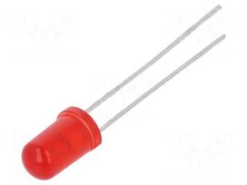 LED | 5mm | red | 140÷400mcd | 55° | 20mA | 1.9÷2.4V | Front: convex