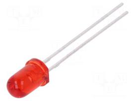 LED | 5mm | red | 80÷180mcd | 20° | 10mA | 1.9÷2.3V | Front: convex