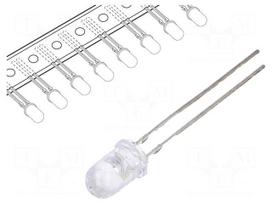 LED | 5mm | red | 5800÷8400mcd | 30° | 20mA | 1.8÷2.6V | Front: convex