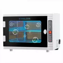 UV sterilizatorius nagų ir kirpyklų įrankiams, 12L talpa, 185nm UV dezinfekavimo spinta su laikmačiu ir grūdinto stiklo durelėmis, profesionali valymo įranga grožio salonams ir namams