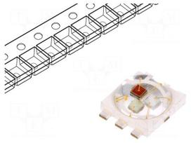 Power LED | RGB | 140° | 150mA | Pmax: 1W | 4x4x1.85mm | Case: PLCC6 | SMD