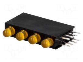 LED | in housing | amber | 3mm | No.of diodes: 4 | 20mA | 80° | 1.6÷2.6V