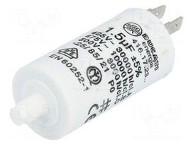 Capacitor: motors, run | 1.5uF | 475VAC | Ø28x55mm | -25÷85°C | ±5%