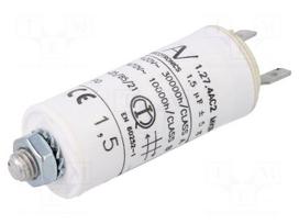Capacitor: motors, run | 1.5uF | 470VAC | Ø25x56.5mm | -25÷85°C | ±5%