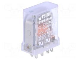 Relay: electromagnetic | DPDT | Ucoil: 230VAC | 5A/250VAC | 5A/24VDC