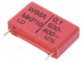 Capacitor: polypropylene | 100nF | 22.5mm | ±10% | 26.5x6x15mm | 630VDC