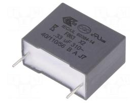 Capacitor: polypropylene | X2 | 0.33uF | 15mm | ±10% | 18x14.5x8.5mm