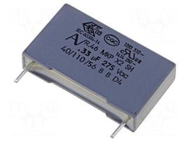 Capacitor: polypropylene | X2 | 330nF | 22.5mm | ±10% | 26.5x6x15mm