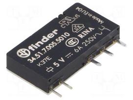 Relay: electromagnetic | SPDT | Ucoil: 5VDC | 6A/250VAC | 6A/30VDC
