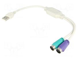 Adapter USB-PS2 | PS/2 socket x2,USB A plug