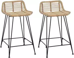 Baro taburetė 2 pcs Natūrali 44 x 45 x 76 cm Ratana ir Plienas