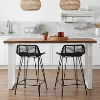Baro taburetė 2 pcs Juoda 44 x 45 x 76 cm Ratana ir Plienas