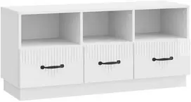 TV staliukas Televizoriaus spintelė Itin blizgi balta 102 x 34,5 x 47 cm