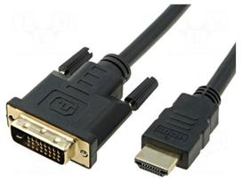 Cable | DVI-D (24+1) plug,HDMI plug | 3m | black