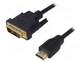 Cable | DVI-D (18+1) plug,HDMI plug | 3m | black