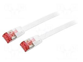 Patch cord | U/FTP | 6 | stranded | CCS | PVC | white | 7.5m | flat cable
