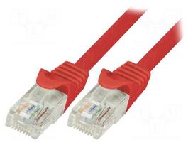 Patch cord | U/UTP | 5e | stranded | CCA | PVC | red | 0.5m | 26AWG