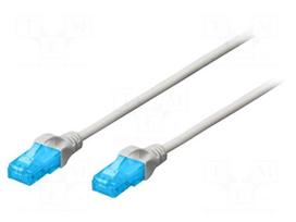Patch cord | U/UTP | 5e | stranded | CCA | PVC | grey | 0.5m | 26AWG