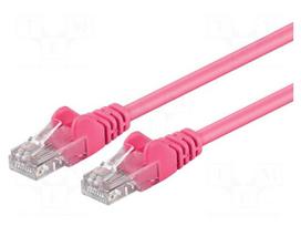 Patch cord | U/UTP | 5e | stranded | CCA | PVC | pink | 0.25m | 26AWG